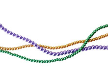 Three Colors Mardi Gras Beads For Decoration Isolated Ob White Background