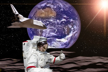 Wall Mural - Atronaut on the extrasolar planet. Elements of this image furnished by NASA.