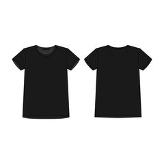 Canvas Print - Technical sketch children's black t shirt. Kids t-shirt design template.