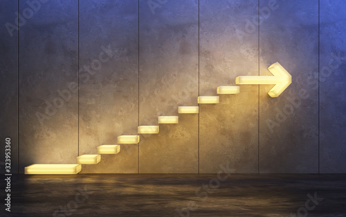 Cuadros en Lienzo stairs going upward, 3d rendering