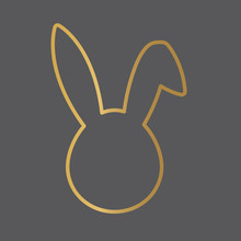 Golden Easter Bunny Icon- Vector Illustration