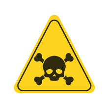 Attention Toxic Hazard Yellow Element. Skull, Crossbones. Warning Sign. Pictogram For Web Page, Mobile App, Promo. UI UX GUI Design Element.