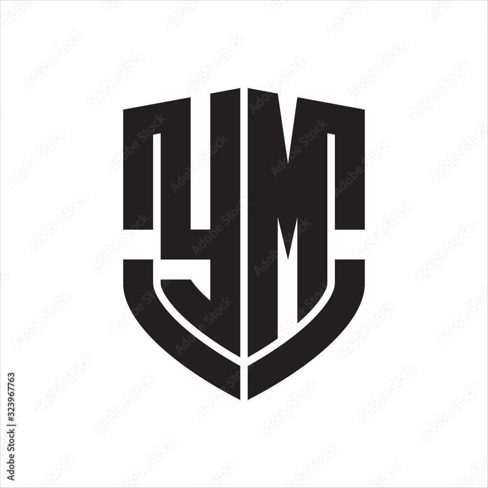 YM Logo monogram with emblem shield shape design isolated on white ...