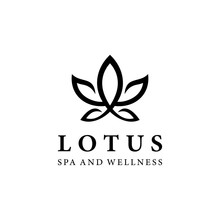 Creative Simple Artistic Lotus Flower Logo Design Illustration.