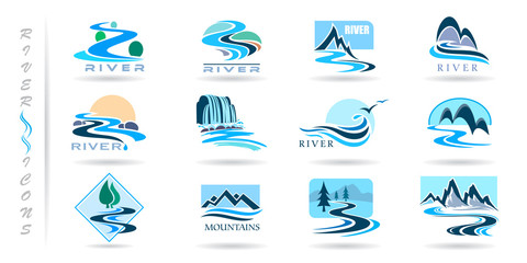 Wall Mural - commercial icons of rivers and mountains