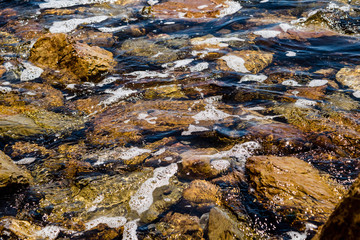 Poster - river with a stream and pebbles.pebbles at the bottom of the river