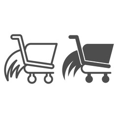 Poster - Shopping cart speed line and glyph icon. Fast shop delivery trolley. Commerce vector design concept, outline style pictogram on white background, use for web and app. Eps 10.