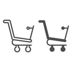Poster - Empty shopping cart line and glyph icon. Market trolley with handle. Commerce vector design concept, outline style pictogram on white background, use for web and app. Eps 10.