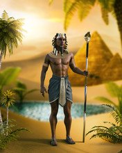 Mighty Egyptian Pharaoh In Traditional Royal Clothing
