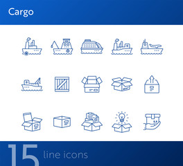 Poster - Cargo line icon set. Ships and cargo packages concept.Vector illustration can be used for topics like marine, transportation, export