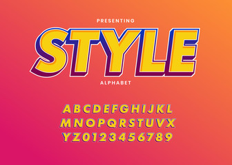 Poster - modern and cool text effect with trendy gradient color. set of alphabet and number for poster headli