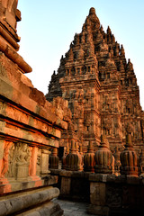 Wall Mural - Sunset view of the Prambanan Hindu temple