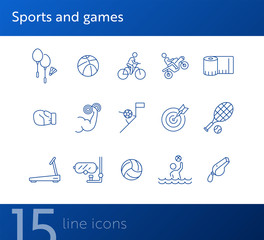 Canvas Print - Sports and games line icon set. Cycling, equipment, match. Training concept. Can be used for topics like recreation, activity, fitness