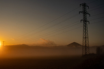 sunset on tower