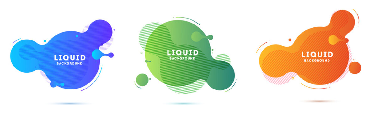 Gradient geometric banners with flowing liquid shapes. Dynamic Fluid design for logo, flyers or presentstion. Abstract vector background
