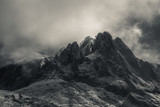 Fototapeta Góry - Mysterious black mountain with dramatic cloudy sky