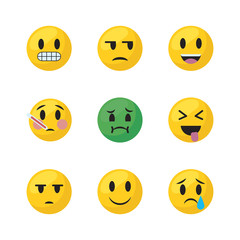 Emojis faces flat style icon set vector design