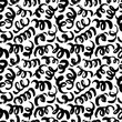 Swirls and curls vector seamless pattern. Grunge black paint brush strokes. Curly hair imitation doodle ornament.