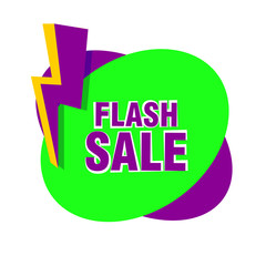 Wall Mural - Bright flash sale banner on white background. Lettering with lightning bolt. Big sale, special offer, discounts. Sale concept