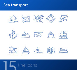 Poster - Sea transport line icon set. Sea transportation concept. Vector illustration can be used for topics like marine, transport, travel