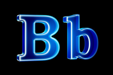 Leinwandbilder - Letters B with hologram effect, 3D rendering