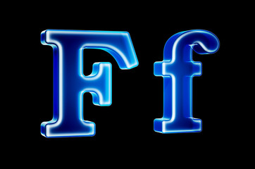 Leinwandbilder - Letters F with hologram effect, 3D rendering