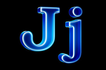Leinwandbilder - Letters J with hologram effect, 3D rendering