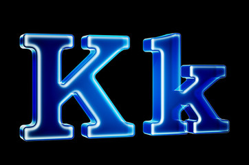 Leinwandbilder - Letters K with hologram effect, 3D rendering
