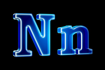 Leinwandbilder - Letters N with hologram effect, 3D rendering