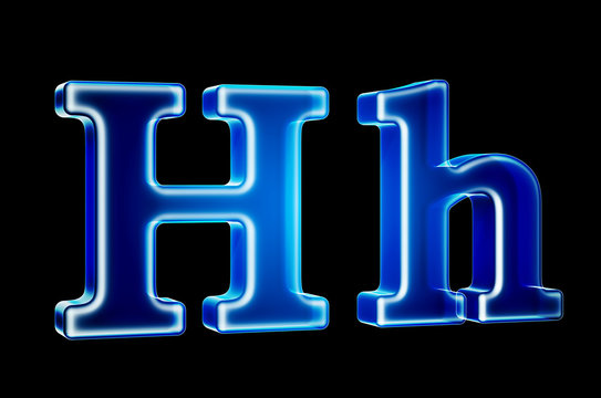 Letters H with hologram effect, 3D rendering