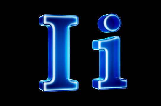 Letters I with hologram effect, 3D rendering