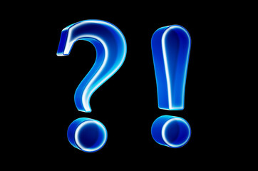Leinwandbilder - Question mark and exclamation mark with hologram effect, 3D rendering
