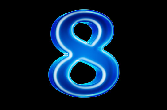 Number 8 with hologram effect, 3D rendering