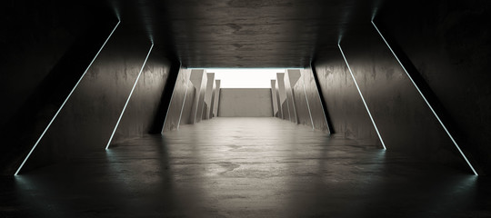 modern dark futuristic hall grunge industrial background with minimal lighting 3d render illustration