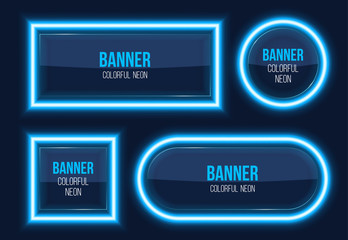 Creative vector illustration of neon glass banner isolated on background. Art design geometric glowing shapes template. Abstract concept graphic trendy transparent billboard with lights element