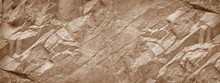 Stone Wall. Light Brown Rock Texture. Stone Grunge Backdrop. Rocky Texture Background With Copy Space For Design. Web Banner. Wide. Panoramic.