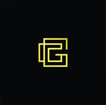 Outstanding professional elegant trendy awesome artistic black and gold color G GG GC CG initial based Alphabet icon logo.
