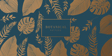 Green And Gold Botanical Background