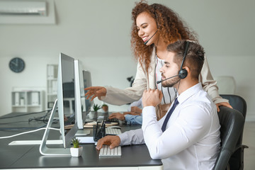 Poster - Technical support agents working in office