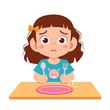cute little kid girl feel hungry want to eat