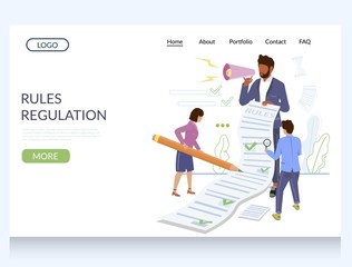 Rules regulation vector website landing page design template