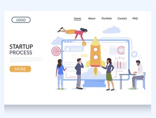 Wall Mural - startup process vector website landing page design template