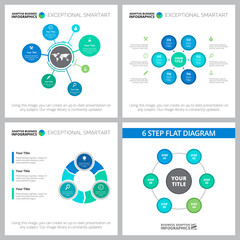 Business infographic layout set for annual report, presentation slides, web design. Business and development concept with process diagram, flow and cycles charts