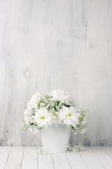 Sticker - White flowers bouquet in bucket