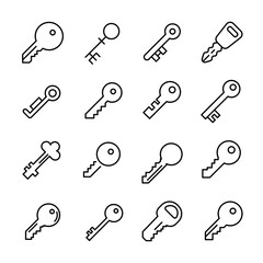 Poster - Simple set of key icons in trendy line style.