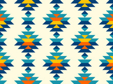 Boho Aztec Vertical Diamonds Rows Colorful Pattern