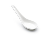 Empty Ceramic Spoon Isolated On White Background