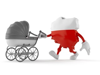 Poster - Poland character with baby stroller