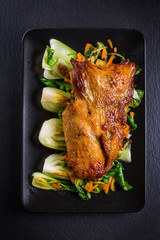 Wall Mural - Peking duck breast with pak choi and vegetables