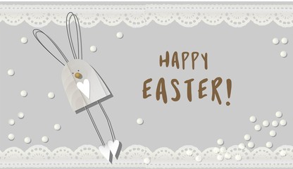 Wall Mural - Easter. hare illustration. Bunny Rabbit. Wooden figurine. Decorative element for your design. Happy .